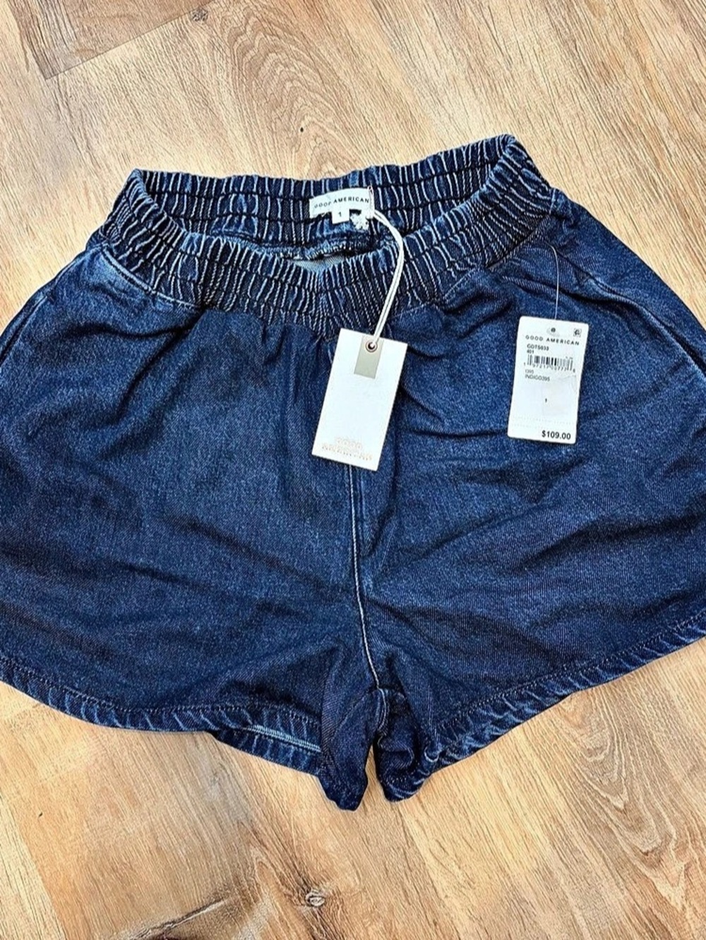 Good American Good Legs Denim Shorts Denim High Waist Shorts Blue Size 1 NWT